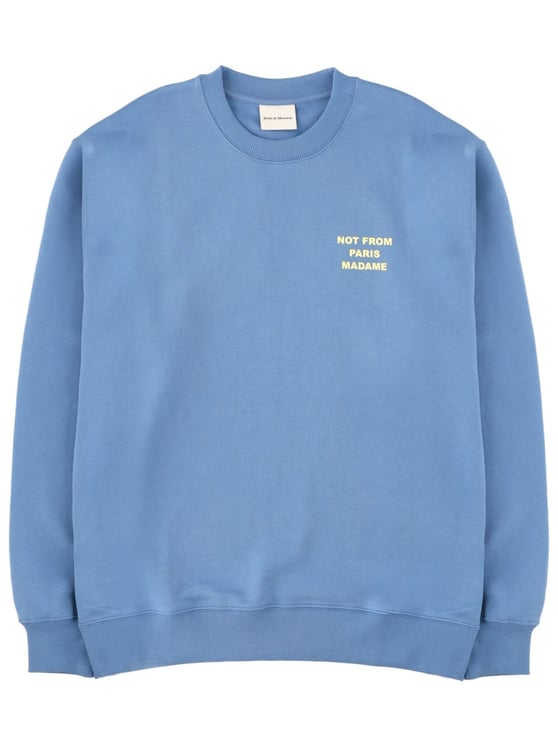 Drôle de Monsieur Slogan Blue Soft Ribbed Sweatshirt