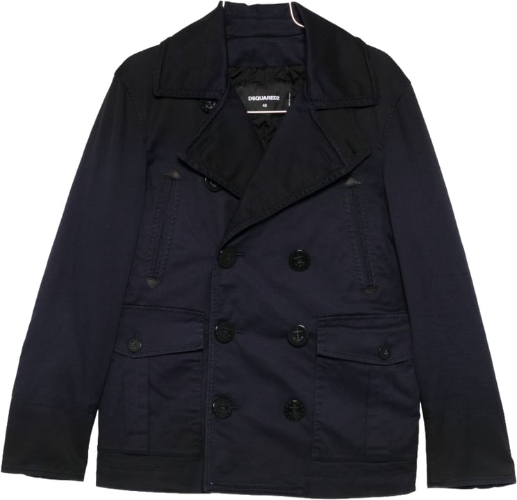 Dsquared2 Double-Breasted Dark Blue Jacket With Notched Lapels