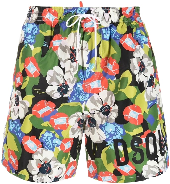 Dsquared2 Flowers Print Logo Swim Shorts