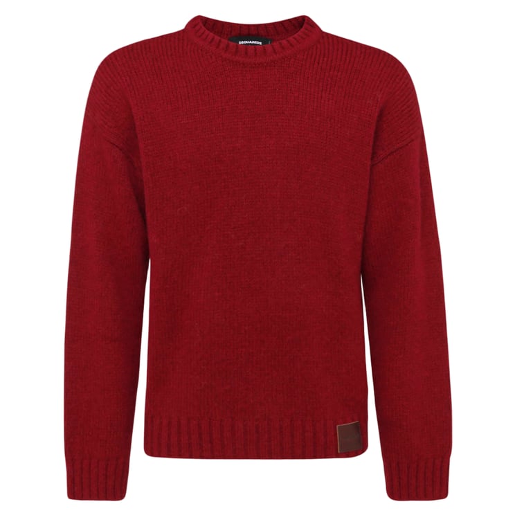 Dsquared2 Bordeaux Red Alpaca-Wool Blend Logo-Patch Jumper