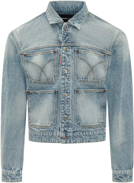 Dsquared2 Giacca in Denim con Quattro Tasche e Bottoni