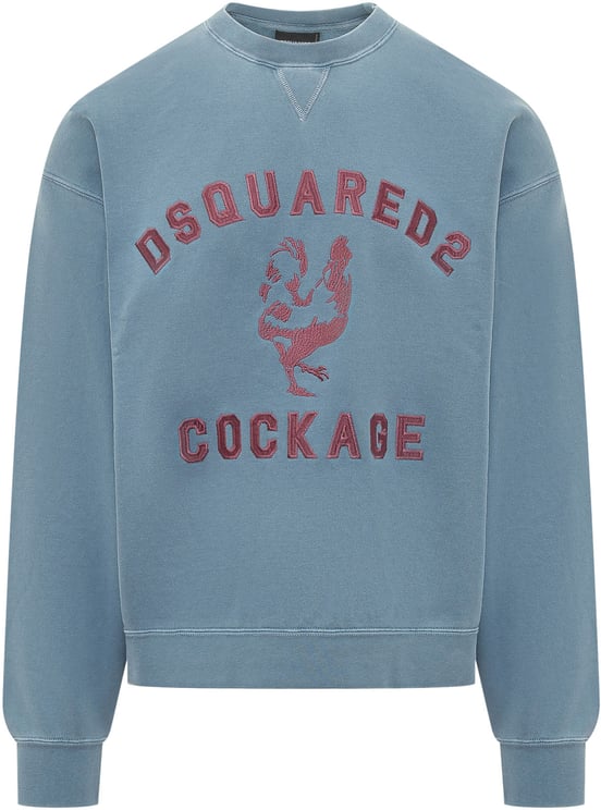 Dsquared2 Felpa Girocollo Corta e Ampia con Stampa Grafica