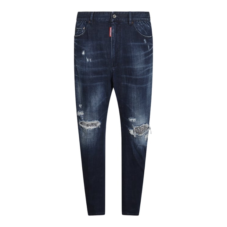 Dsquared2 Slim Fit Distressed Jeans With Dark Indigo Wash