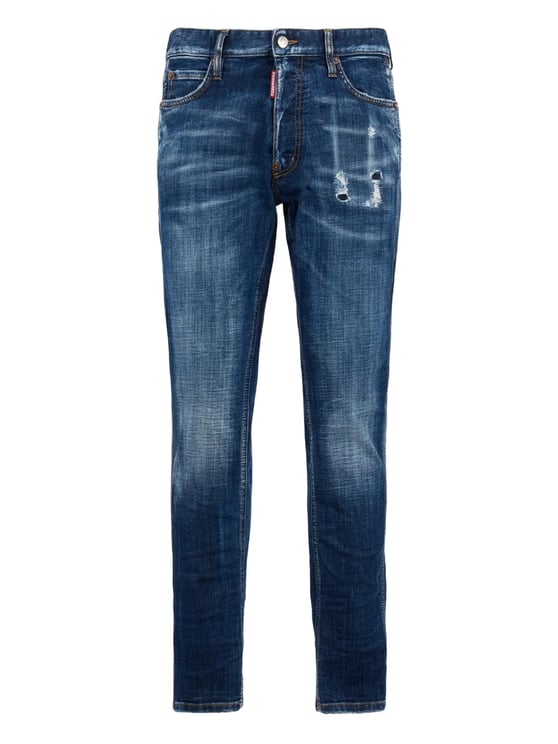 Dsquared2 Slim Tapered Medium Blue Distressed Jeans