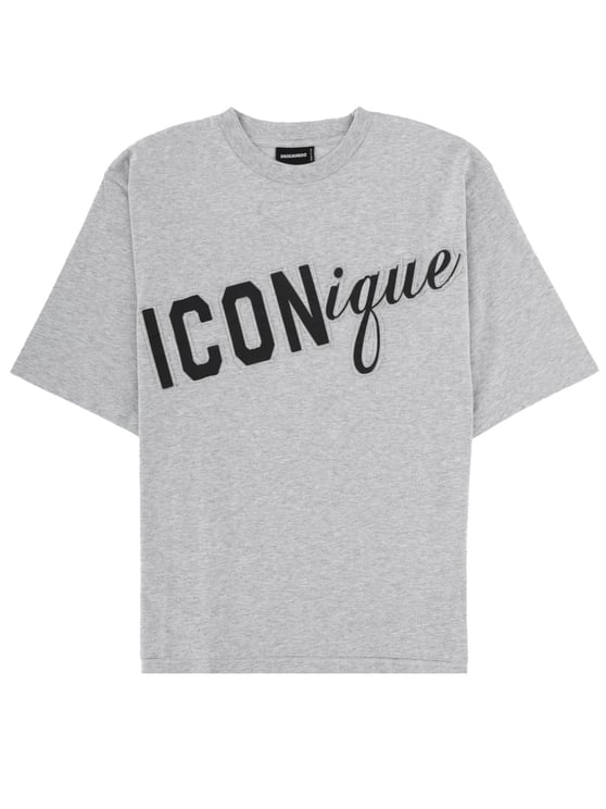 Dsquared2 Light Grey Black Text Loose T-Shirt