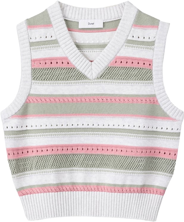 DUNST Vest Unisex Crafted Knit Ivory / Mint