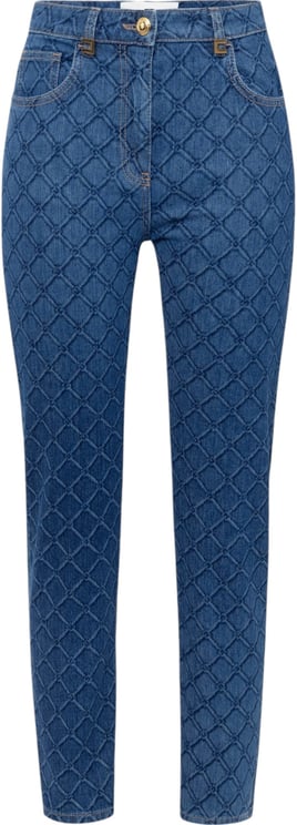 Elisabetta Franchi Jeans brut logo slim Blue Vintage Coton stretch PJ95N 139 Elisabetta Franchi Femme