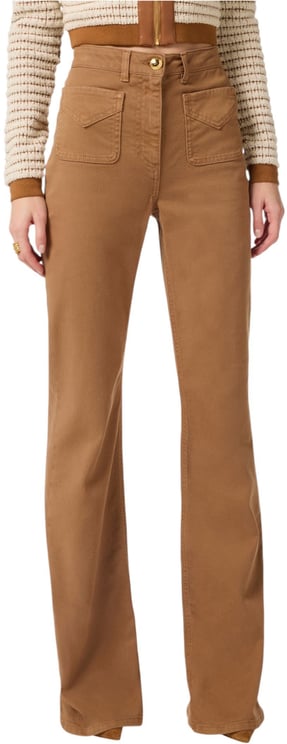 Elisabetta Franchi Jeans flare poches plaquées camel Daino Elisabetta Franchi Femme PJ 22N 6372 A16