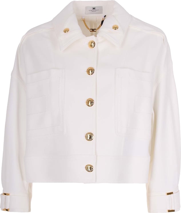 Elisabetta Franchi Gabardine Overfit Jacket with Double Collar