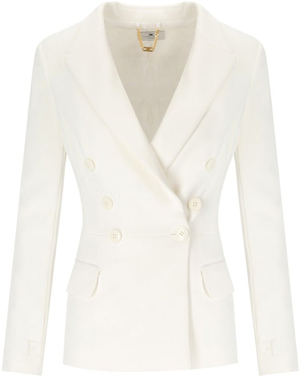 Elisabetta Franchi ELISABETTA FRANCHI IVORY CREPE DOUBLE-BREASTED JACKET