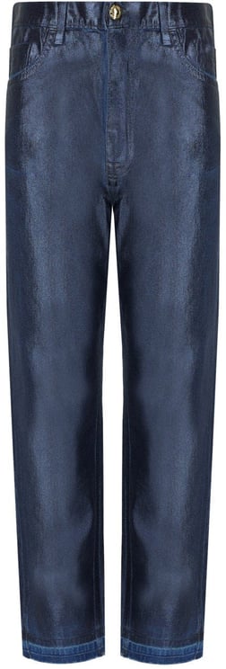 Elisabetta Franchi ELISABETTA FRANCHI OLTREMARE LAMINATED BAGGY JEANS