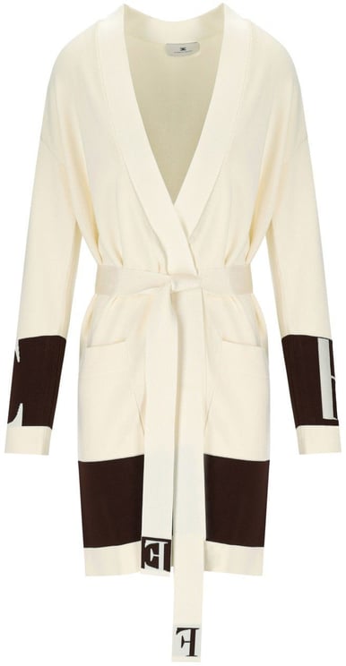 Elisabetta Franchi ELISABETTA FRANCHI MILK COFFEE BELTED CARDIGAN