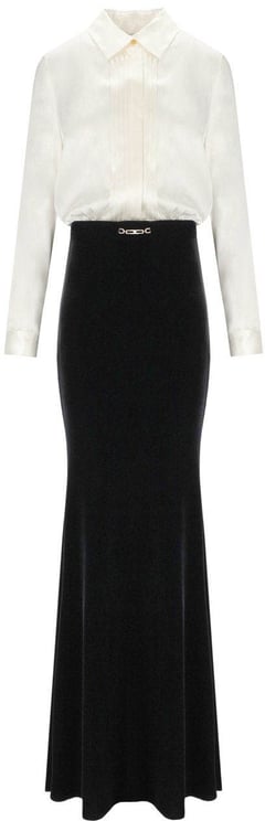 Elisabetta Franchi ELISABETTA FRANCHI RED CARPET IVORY AND BLACK DRESS