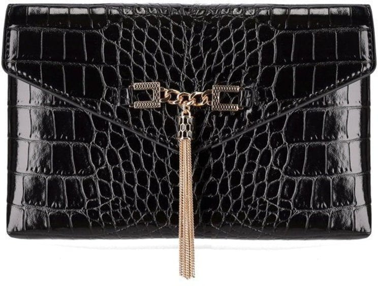 Elisabetta Franchi ELISABETTA FRANCHI CLUTCH WITH CROCO-PRINT AND TASSEL