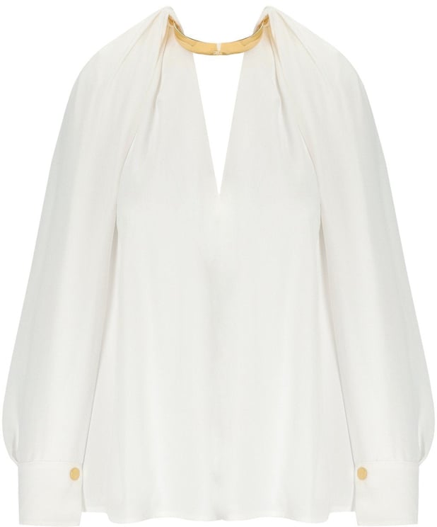 Elisabetta Franchi ELISABETTA FRANCHI IVORY JEWEL BLOUSE