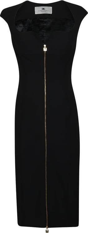 Elisabetta Franchi Full Zip Sleeveless Dress Black
