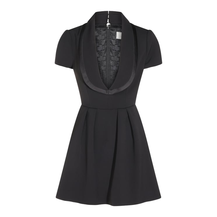 Elisabetta Franchi A-Line Mini Dress with Deep Revers Neckline