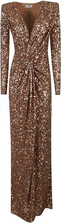 Elisabetta Franchi Red Carpet Dress Brown