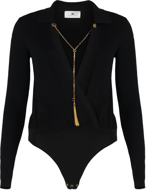 Elisabetta Franchi Body in viscose and silk knit with chain