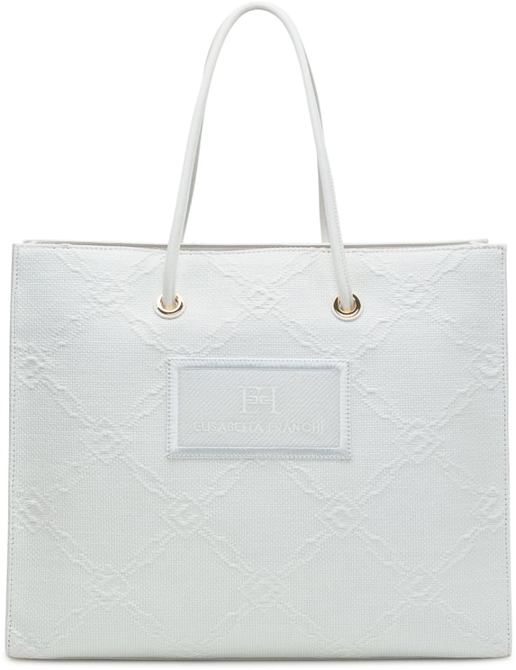 Elisabetta Franchi Tote Grande in Rafia Jacquard