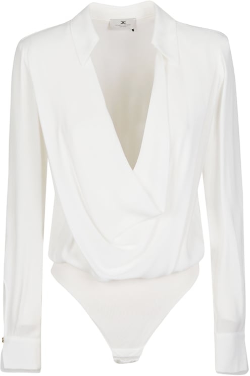 Elisabetta Franchi Long Sleeve Bodysuit Shirt White