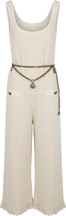 Elisabetta Franchi Bouclé knit jumpsuit with belt