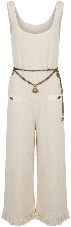 Elisabetta Franchi Bouclé knit jumpsuit with belt