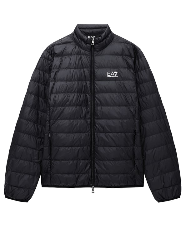 Emporio Armani Packable Lightweight Puffer Jacket with Horizontal Quilting and Contrast Detail