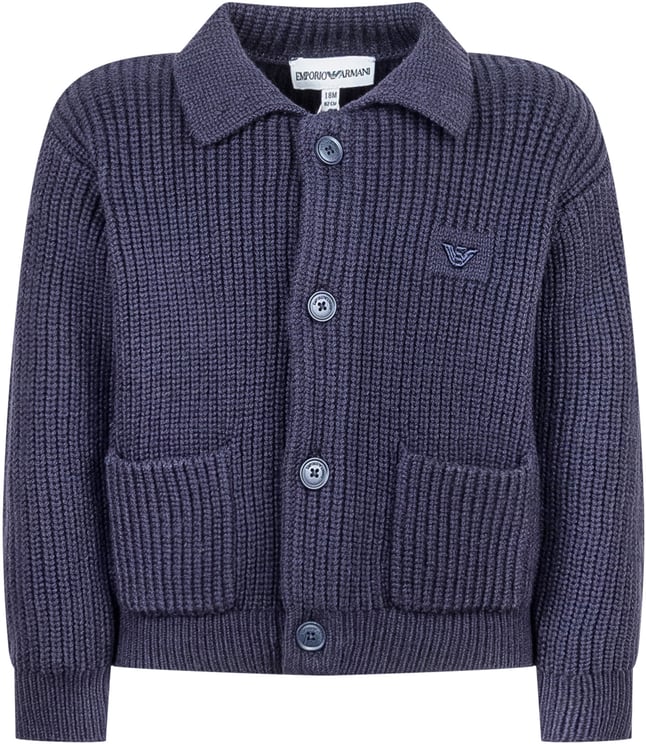 Emporio Armani Emporio Armani Cardigan Blu da Bambino con Logo