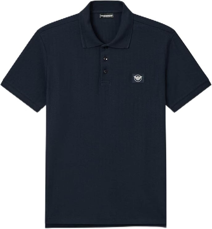 Emporio Armani Satin Label Patch Beach Polo Blue