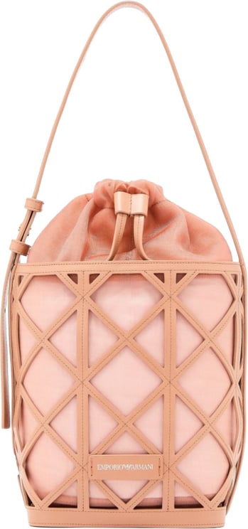 Emporio Armani Mesh Leather Exterior Drawstring Bucket Bag