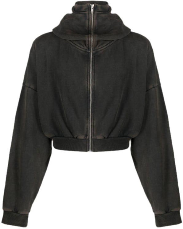 Entire Studios Cropped Full Zip Washed Black