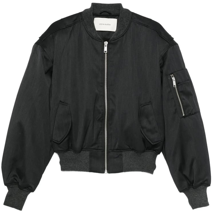 Entire Studios Cropped Broad Bomber Suiting Grey