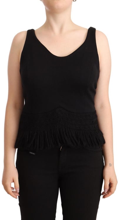 Ermanno Scervino Ermanno Scervino Black Cotton Sleevelesss Tank Casual Top