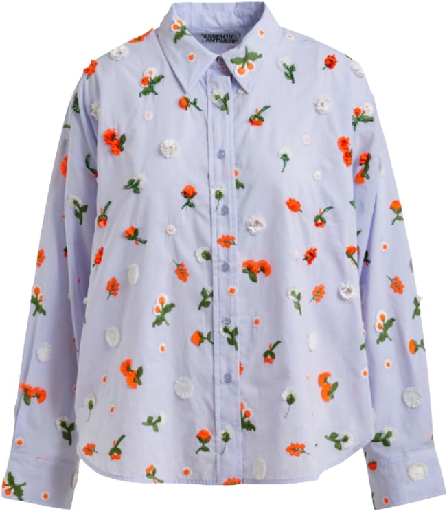 Essentiel Antwerp Essentiel Antwerp Embroidered Boxy Shirt Blouses Lichtblauw Jimena