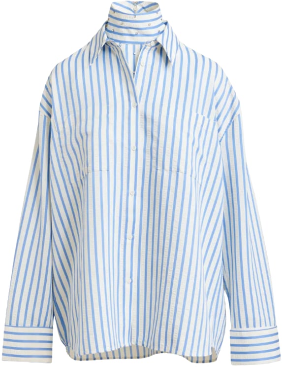 Essentiel Antwerp Essentiel Antwerp Shirt W/ Embellished Bib Blouses Lichtblauw Janna