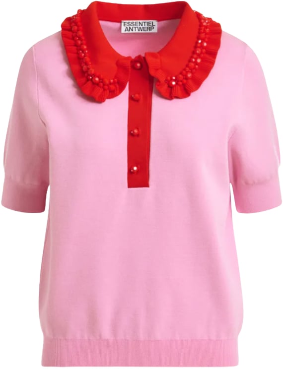 Essentiel Antwerp Essentiel Antwerp Embroidered Knit Polo Polos Roze Jewelry