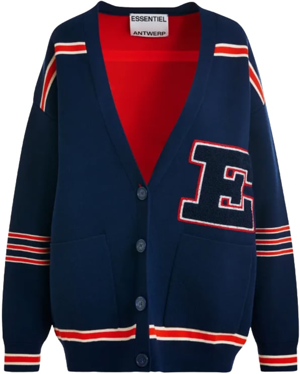 Essentiel Antwerp Essentiel Antwerp Knitted Jacket W Badges Jackets Donkerblauw Jigan