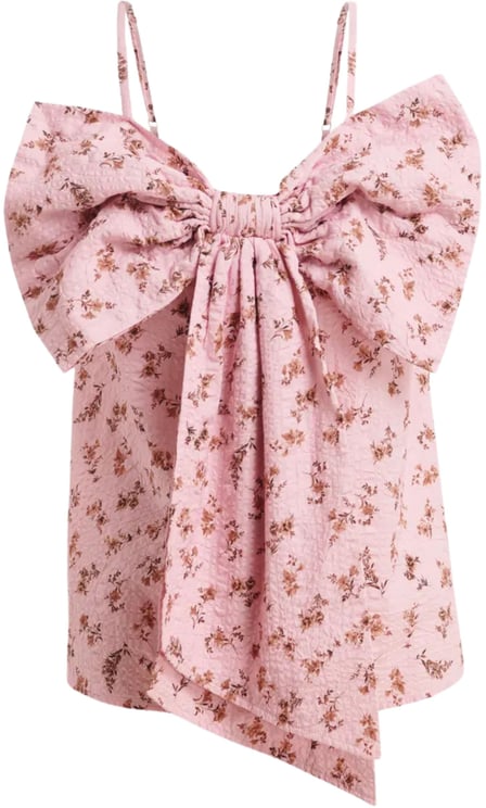 Essentiel Antwerp Essentiel Antwerp Large Bow Babydoll Top Tops Lichtroze Jogs