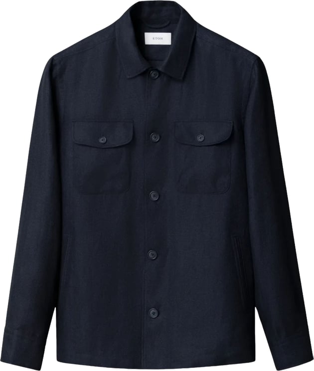 Eton Eton Four Pocket Linen Lyocell Shirt Jacket Overshirts Donkerblauw 100014699