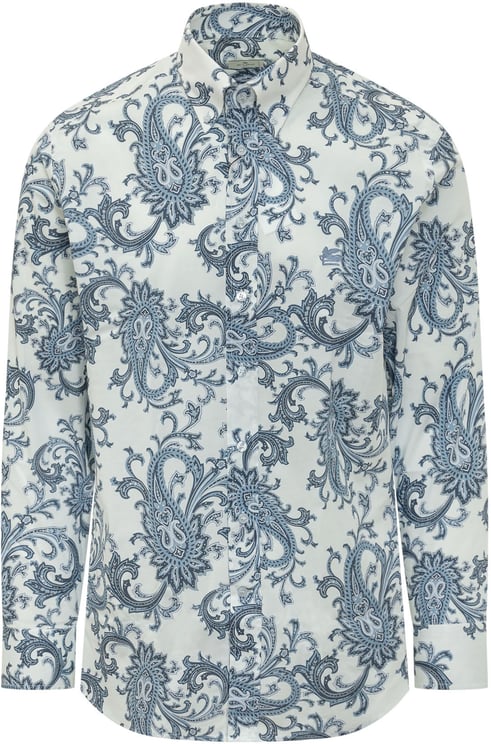 Etro Camicia Paisley Con Logo Ricamato