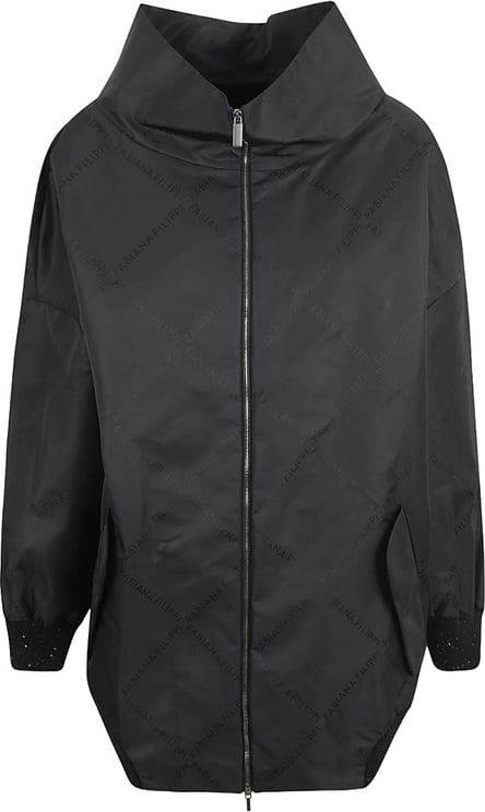 Fabiana Filippi Oversized Black Coat With High Collar