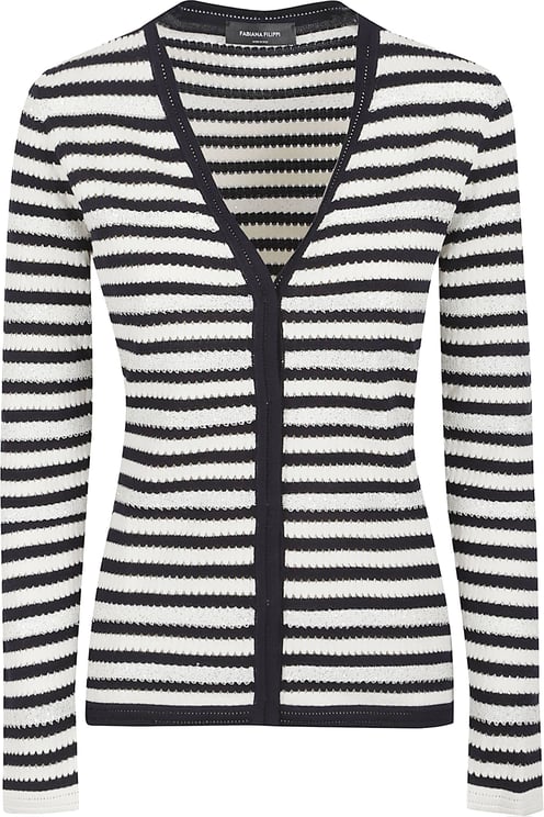 Fabiana Filippi V-Neck Fitted Sweater with Striped Pattern