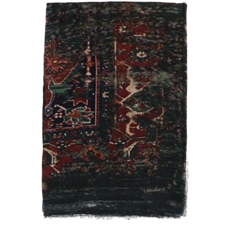 FALIERO SARTI Intricate Patterned Modal-Cashmere Scarf With Fringed Edges