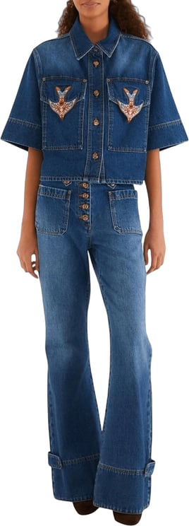 FARM Rio PORCELAIN BIRDS DENIM SHIRT