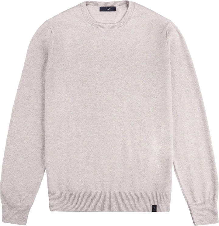 Fay Classic Crew Neck Sweater In Soft Grey Wool