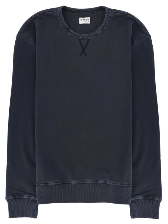 Fay Stitched X Crewneck Cotton Sweatshirt