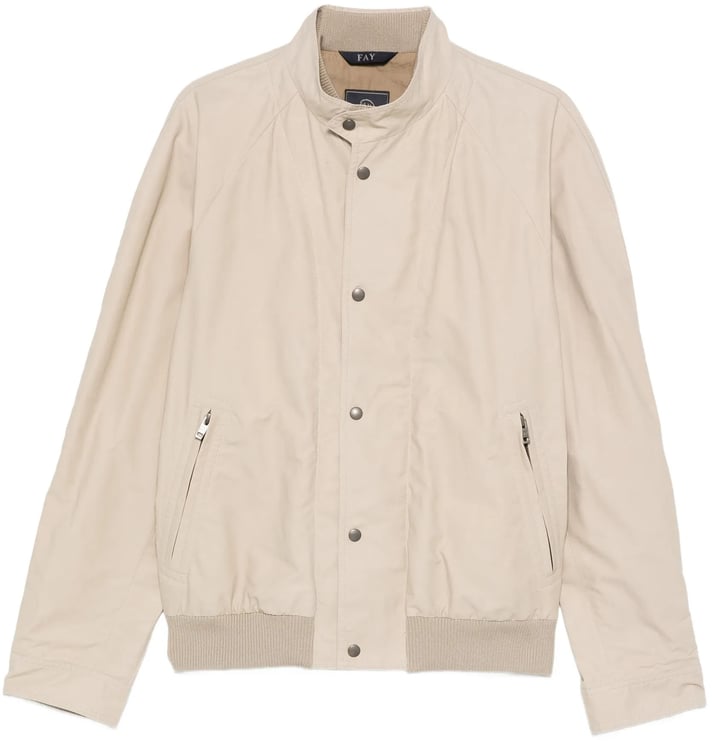 Fay Light Beige Bomber Stand Collar Jacket