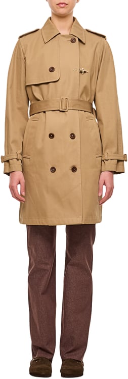 Fay Double-Breasted Trench Coat With Adjustable Straps And Classic Design