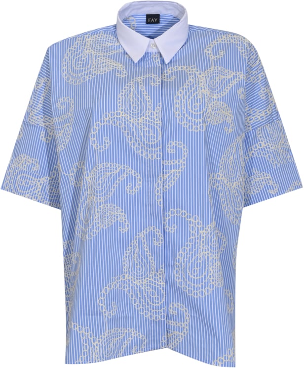 Fay Shirts Bianco/Ceruleo